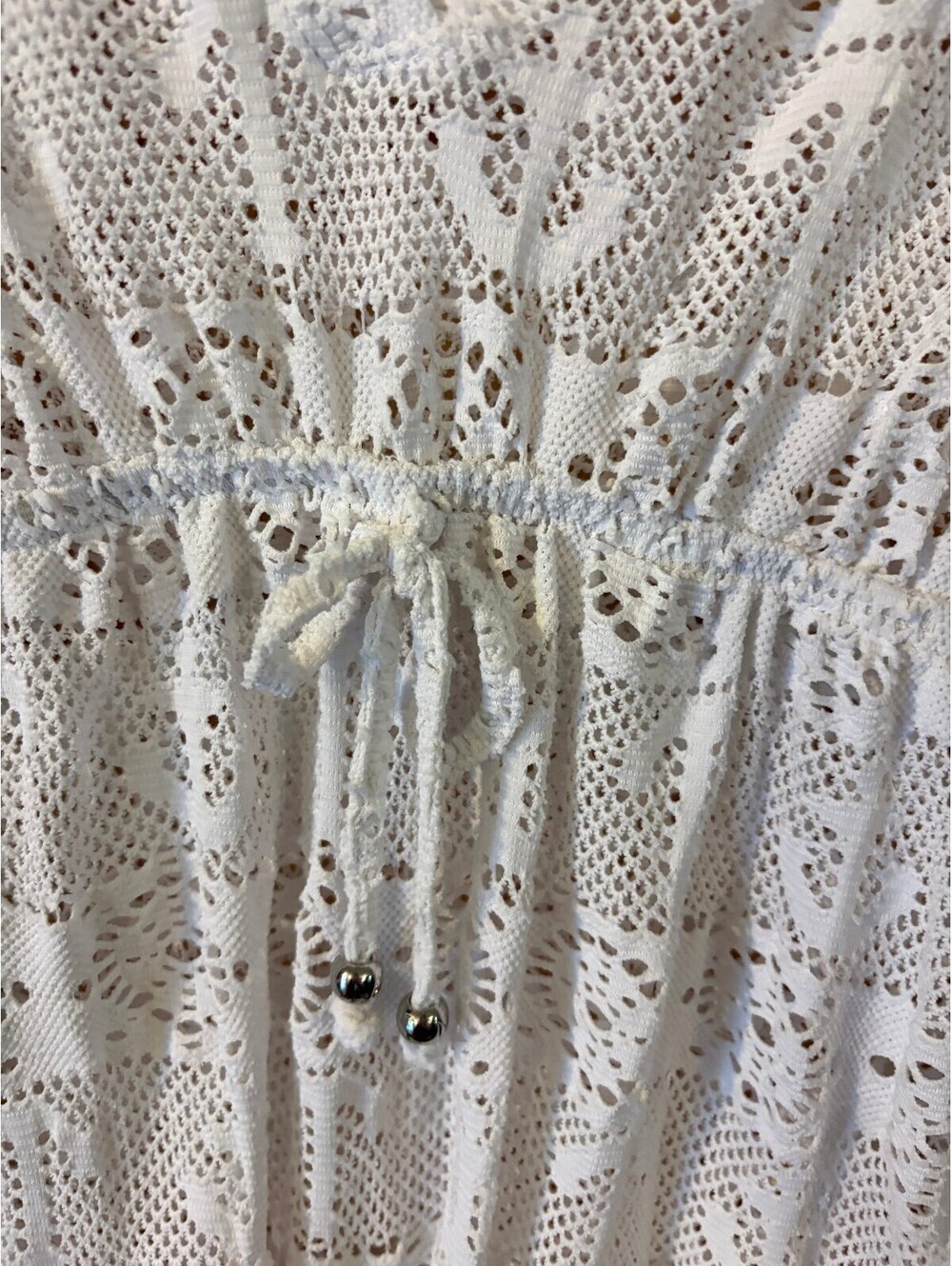 Nautica Women's White Crochet Long Sleeve Dress Size Large - Picture 2 of 12